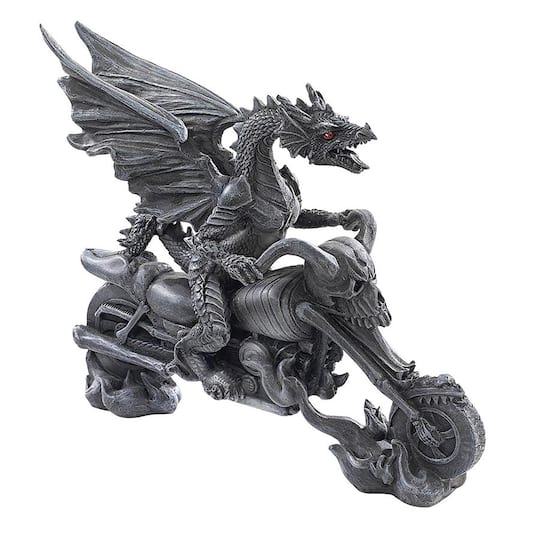 Design Toscano Biker Dragon on Skeleton Chopper Statue